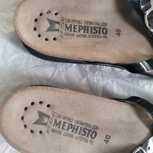 Mephisto Black Hera Sandals Patent Leather Size 40 - Picture 4 of 7
